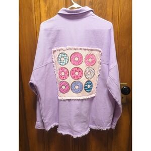 Fantastic Fawn Donut Skip This Shacket Women's Oversized Large Sequin Accents...